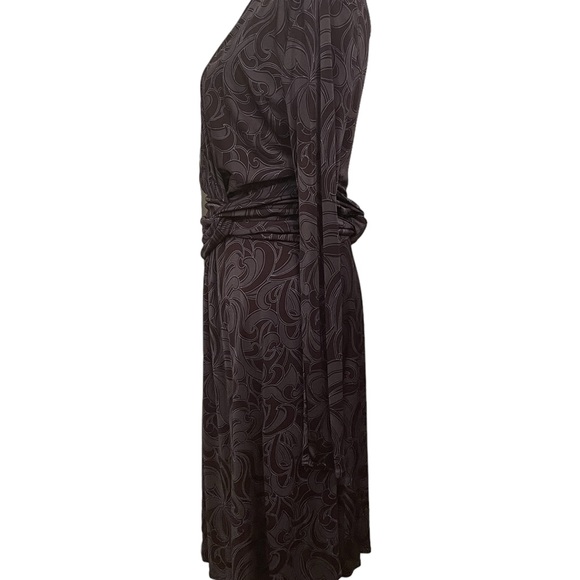 Banana Republic faux wrap dress, Black/grey, long sleeves, stretch, size medium - Picture 2 of 8